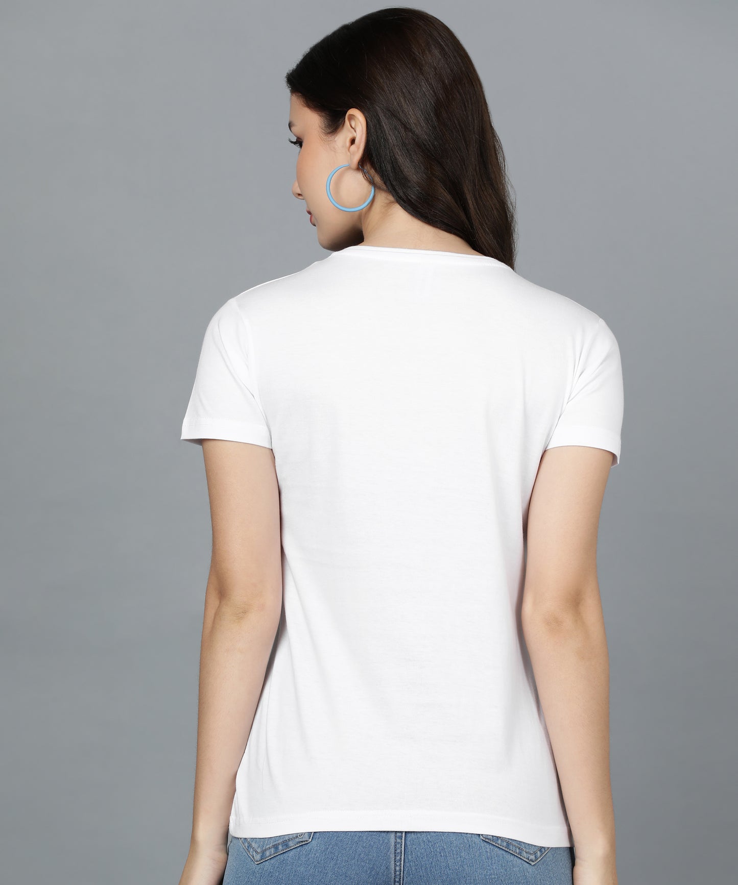Solid Half Sleeve Women T-shirt White 4
