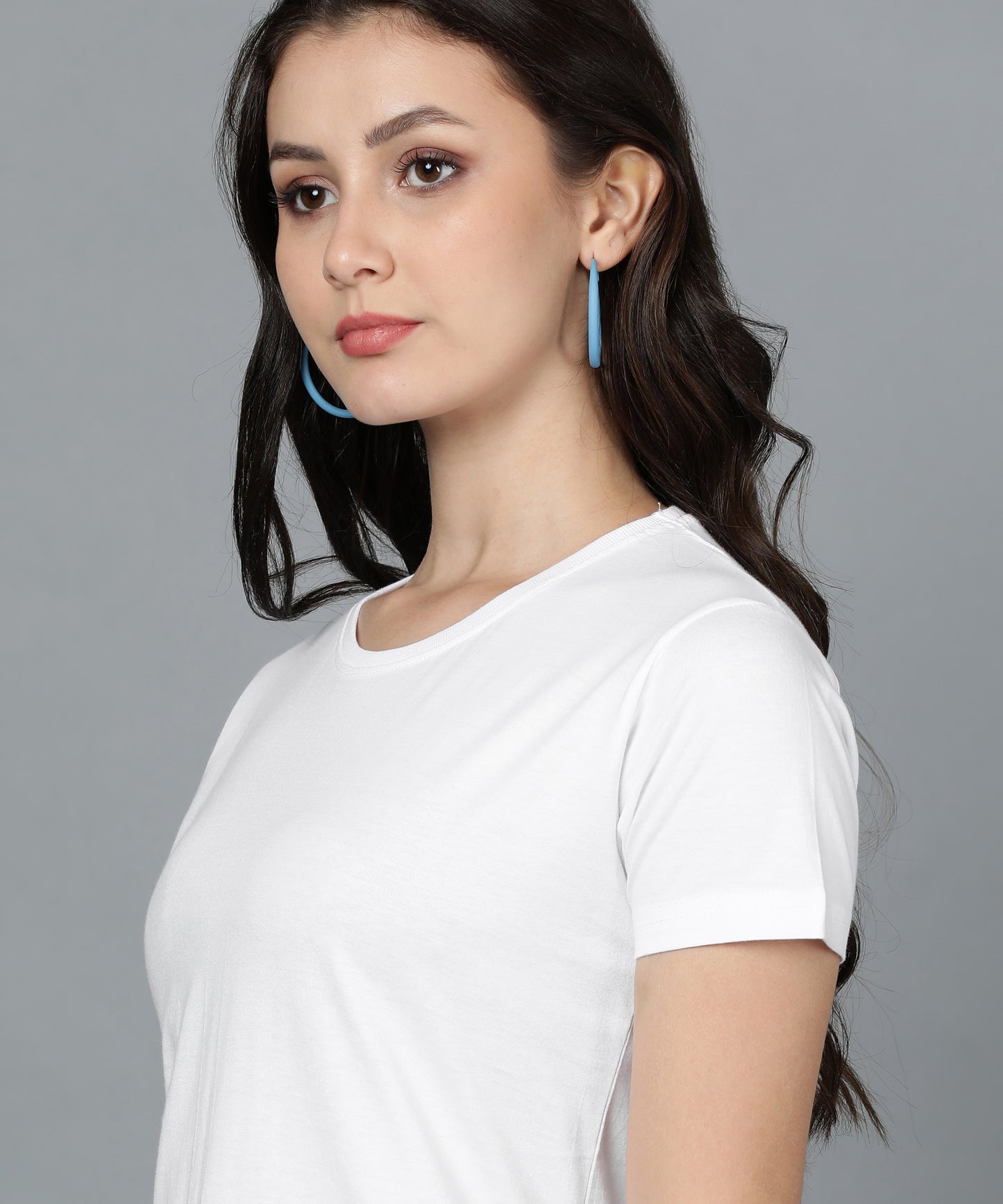 Solid Half Sleeve Women T-shirt White 5