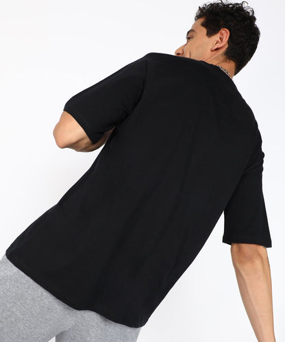 Solid Oversize Men T-shirt 180 GSM  Black 4