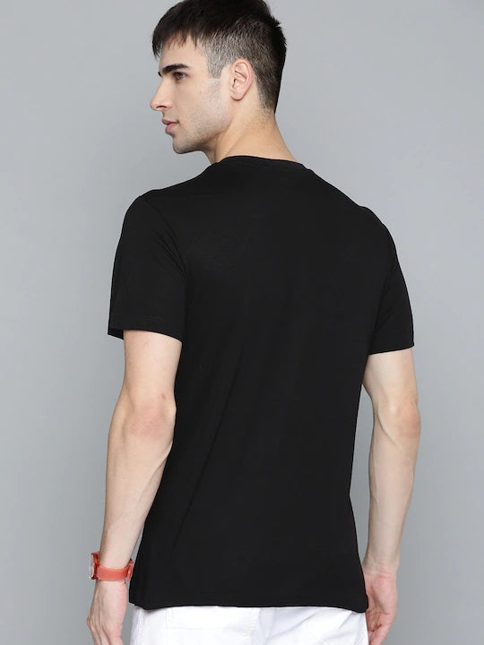 Solid Half Sleeve Men T-shirt  Black 2