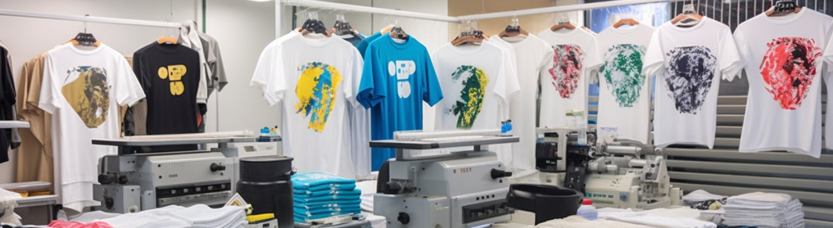 Hanging t-shirt in printing place