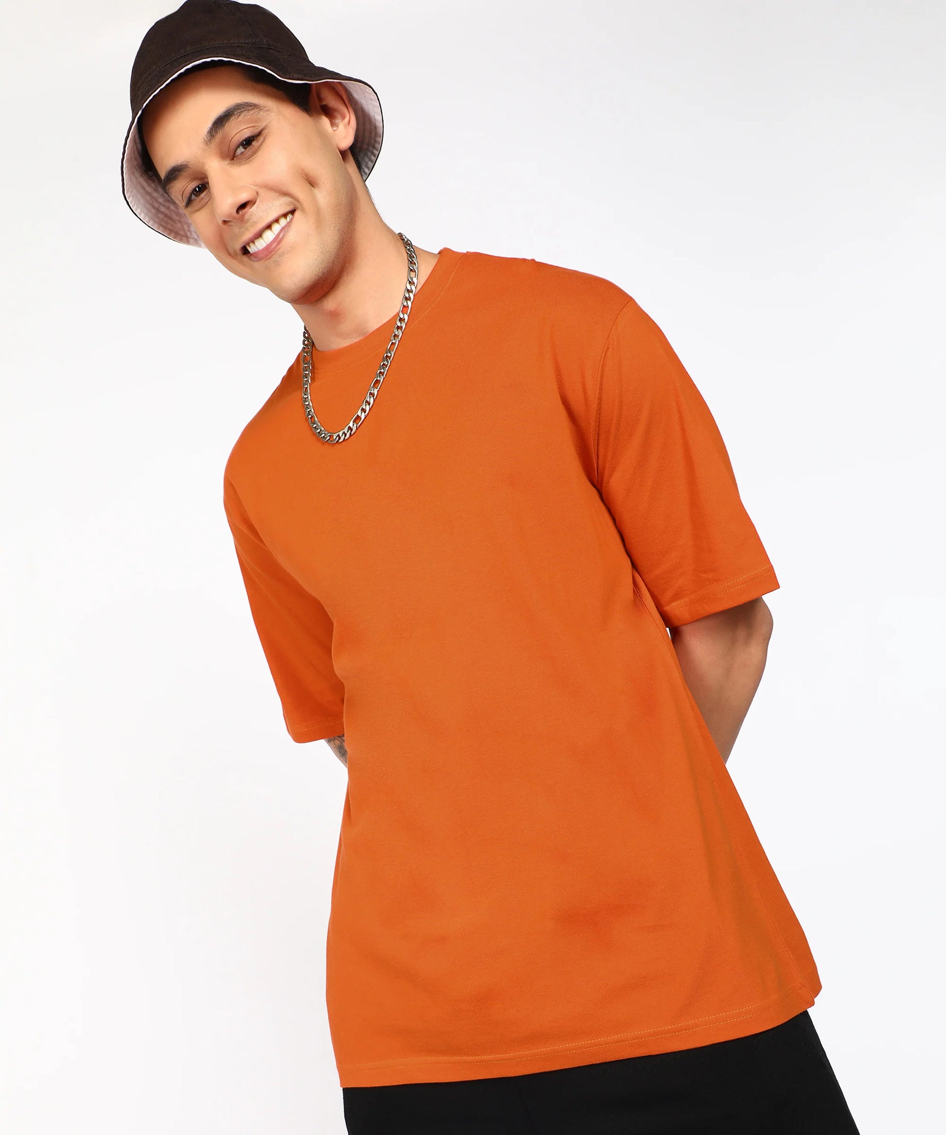 Solid Oversize Men T-shirt 180 GSM Orange