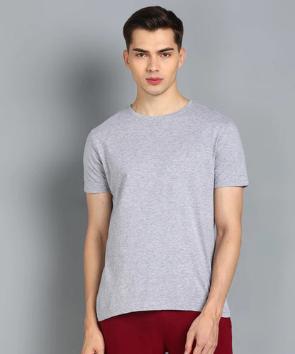 Solid Half Sleeve Men T-shirt Grey
